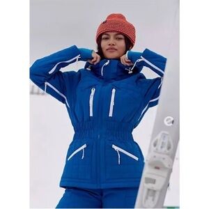 NEW! Free People all prepped up ski jacket sapphire blue XS